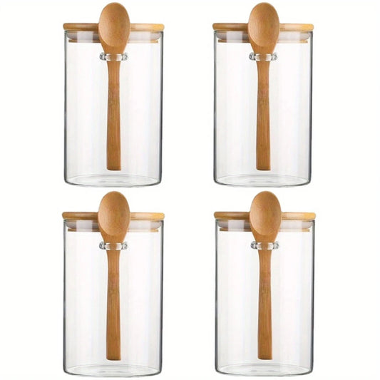 Airtight Glass Storage Jars with Bamboo Lids — Pantry Organisation Set