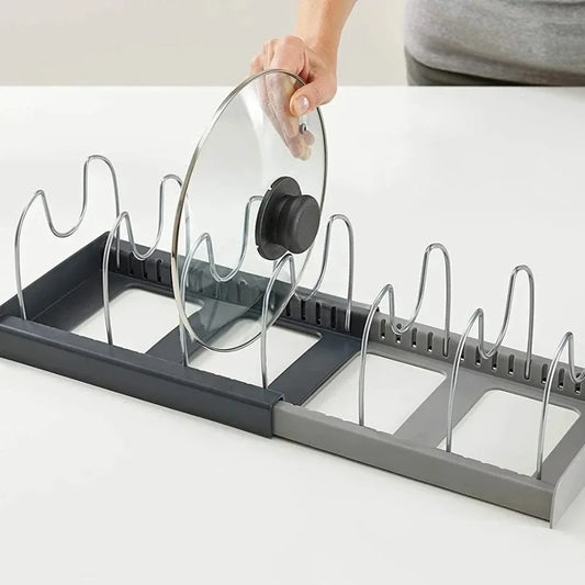 Expandable Pot & Pan Lid Organiser — Adjustable Cabinet Rack