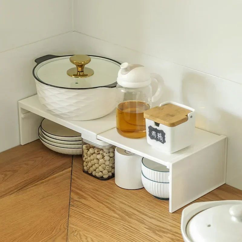 Foldable Cabinet Shelf Organiser — Retractable Kitchen Storage Rack