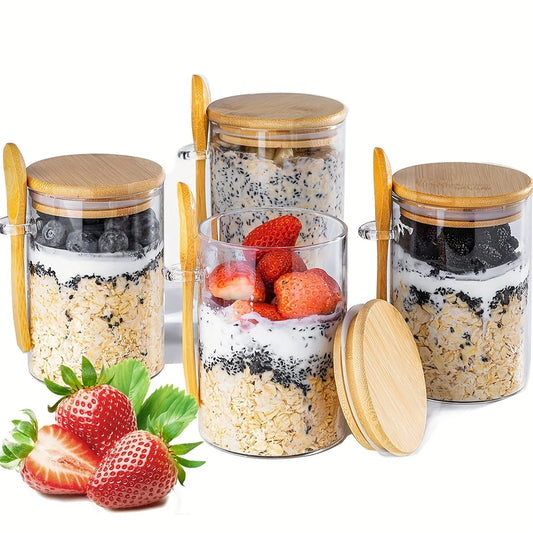 Airtight Glass Storage Jars with Bamboo Lids — Pantry Organisation Set