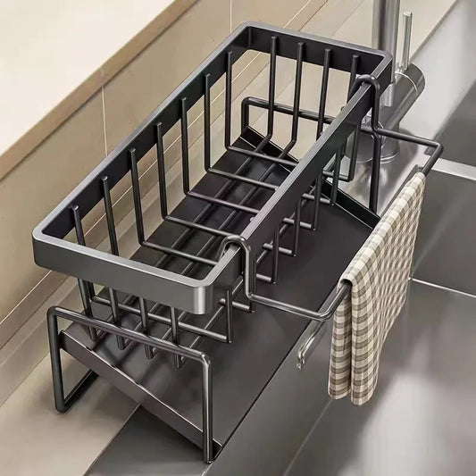 Stainless Steel Sink Organiser Caddy — Sponge, Soap & Dishcloth Holder