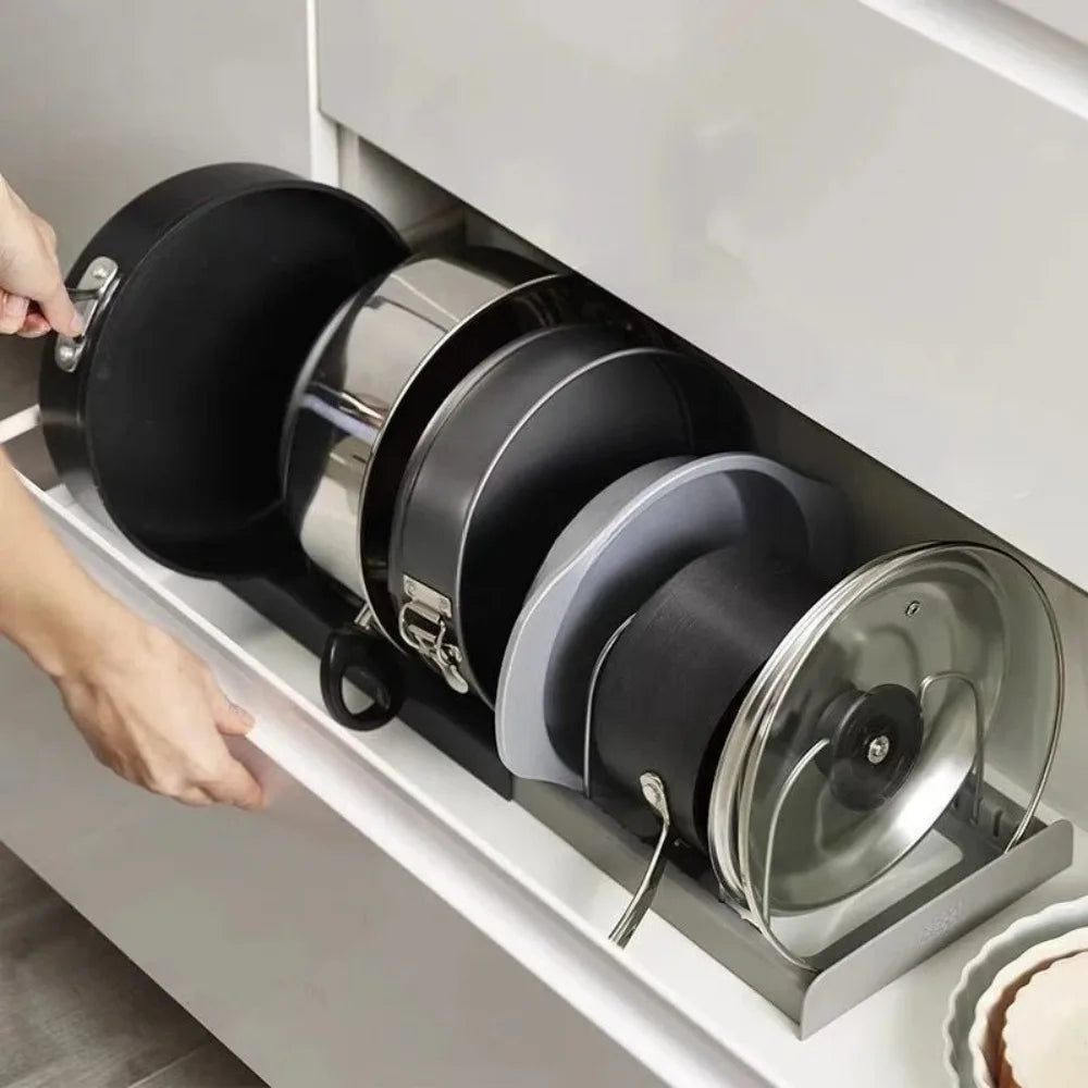 Expandable Pot & Pan Lid Organiser — Adjustable Cabinet Rack