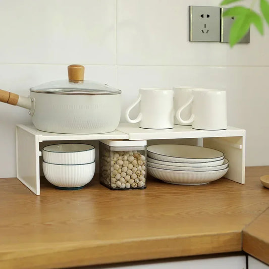 Foldable Cabinet Shelf Organiser — Retractable Kitchen Storage Rack