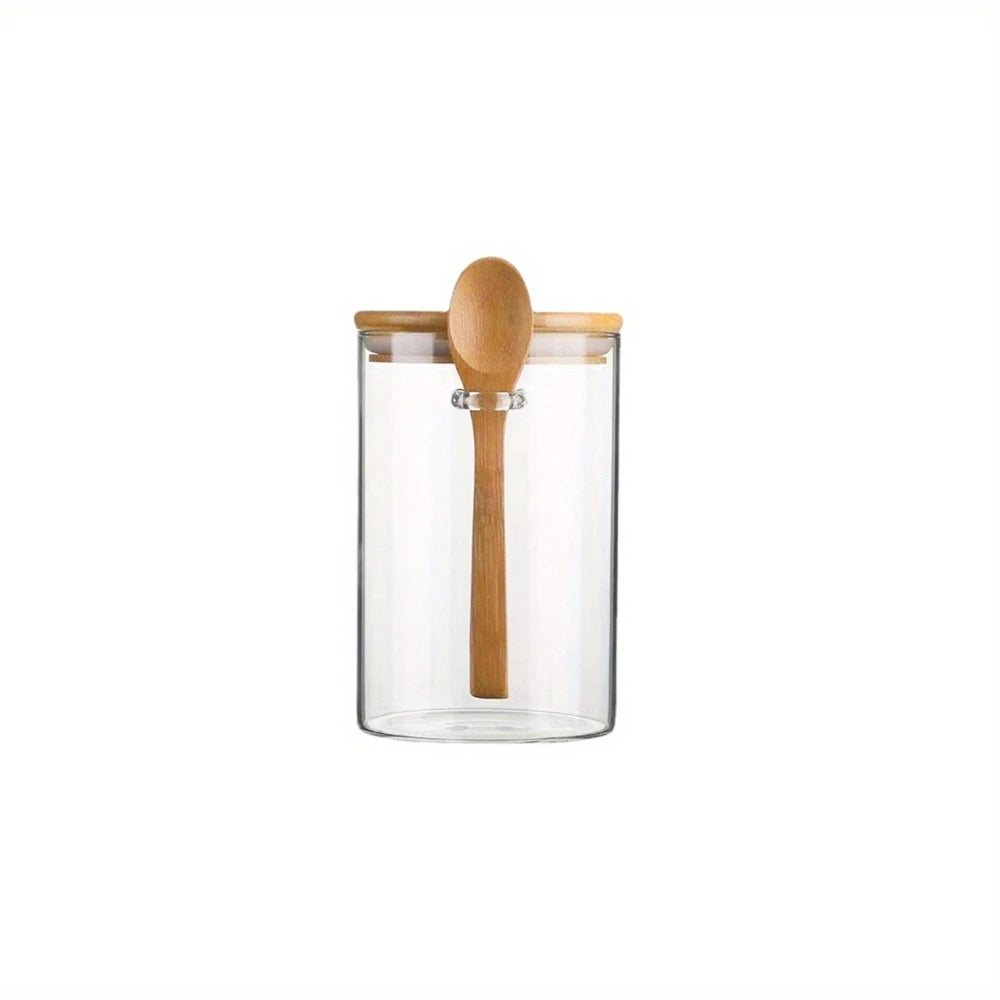 Airtight Glass Storage Jars with Bamboo Lids — Pantry Organisation Set